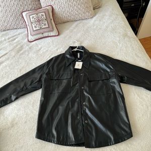 Fabletics Pleather Jacket Size Small Black Oversized NEW w/ Tag